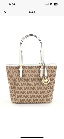 Michael Kors Jet Set Item Signature Medium Top zip Snap-Pocket Tote