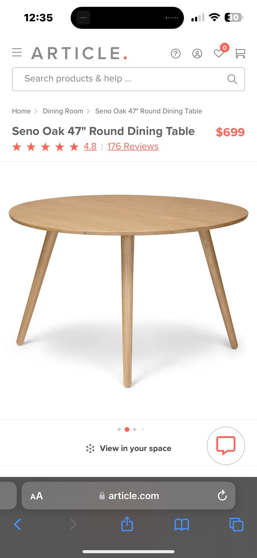 Article Seno Oak Round Dining Table