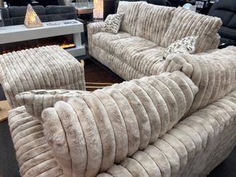 NEW 2pc Sofa Bed and Loveseat (Choice of Fabrics) (Ottoman Available)
