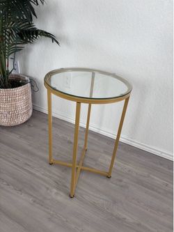 Round Side Table Small Gold End Table
