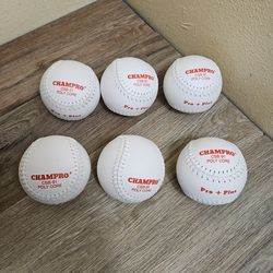 LOT OF 6 New  Champro CSB91 Pro+ Plus Softballs White ASA .47 COR 525 lbs. NEW