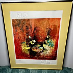 Vintage Hoi Lebadang water lilies lithograph