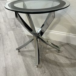 Glass Top with Metal Base Side / End Table 