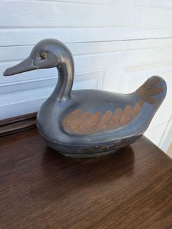 Large pewter duck box
