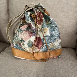 Floral Hobo Bag With Leather Trim