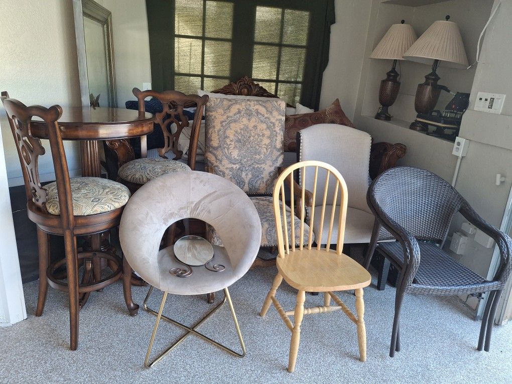 Everything Pictured (Chairs, Bar Stools/table, Mirrors, Lamps)