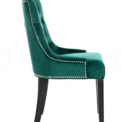 Tufted Green Velvet Dining Chair Set (4) -$200