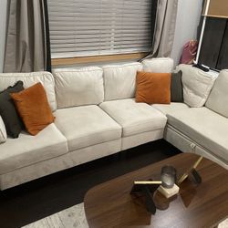Cream Suede Couches 