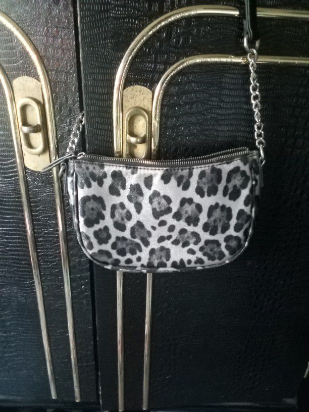 Silver And Black Leopard Handbag 