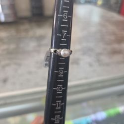 14k white gold pearl ring