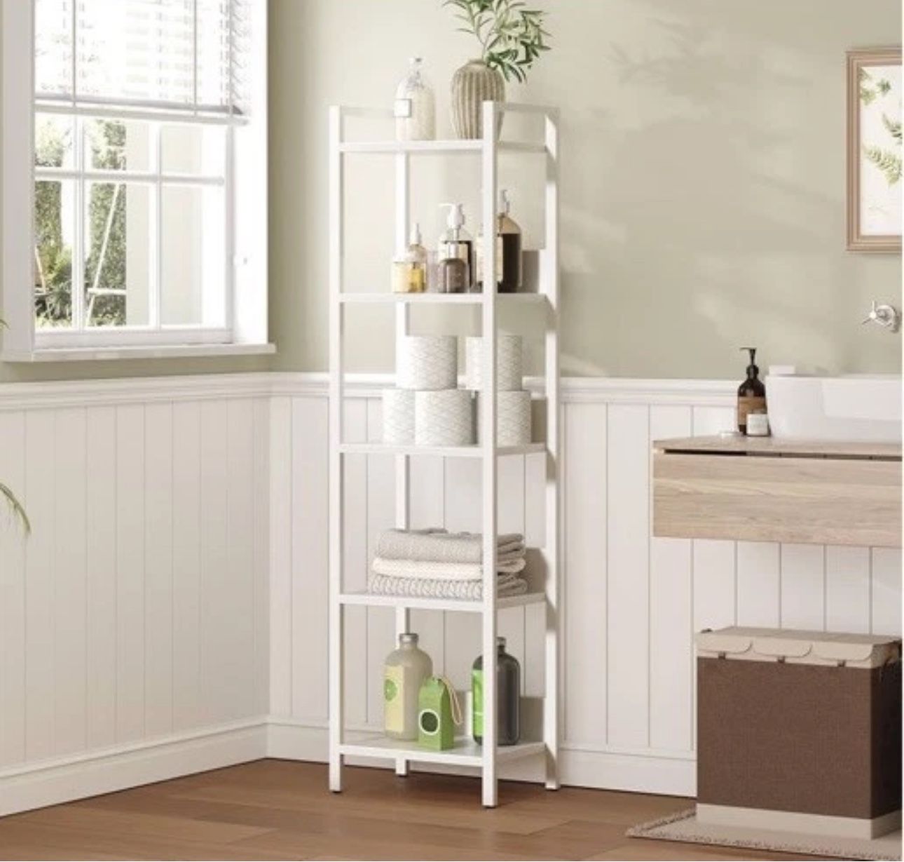 5-Tier Small Narrow Bookcase