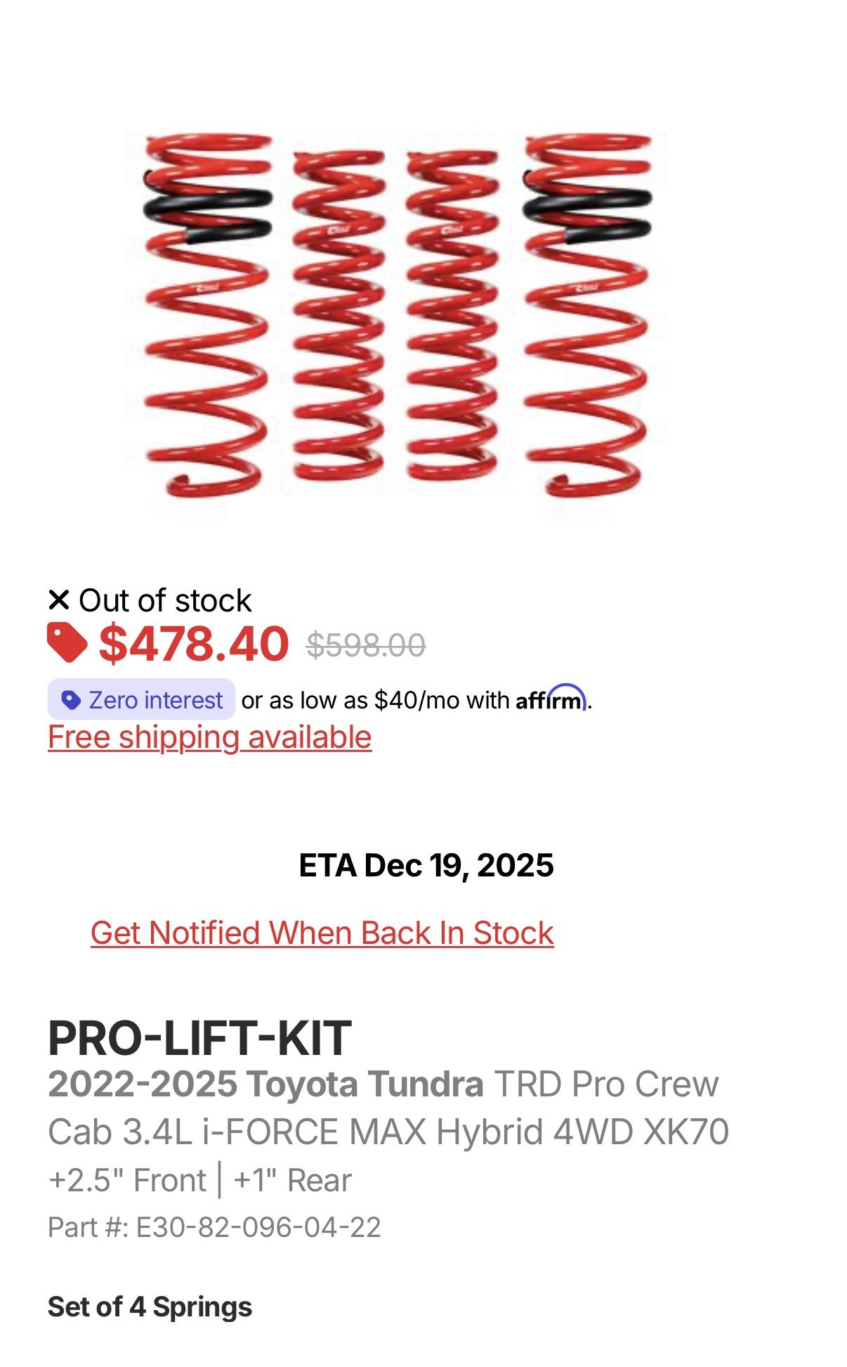 Eibach Pro Lift Kit Toyota Tundra TRD Pro 
