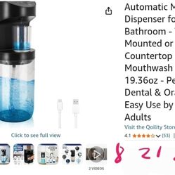 Automatic Mouthwash Dispenser for Bathroom - Wall-Mounted or Countertop Use, Mouthwash Decanter 19.36oz - Perfect for Dental & Oral Care - Easy Use by