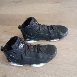  Black Jordans With Tha White Trim (Size 13)