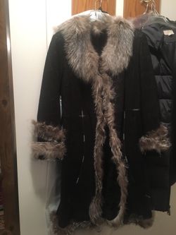 Shearling women’s coat with fox trim Jacques Duoron, European size 44
