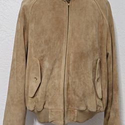 Vintage Polo Ralph Lauren Leather Bomber Jacket Suede Coat Wool Lined XL  90s 🔥