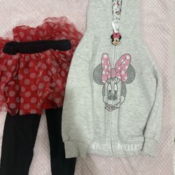 Minnie Mouse  Size 5t Girls Outfit Hoodie Leggings Skirt Set Kids