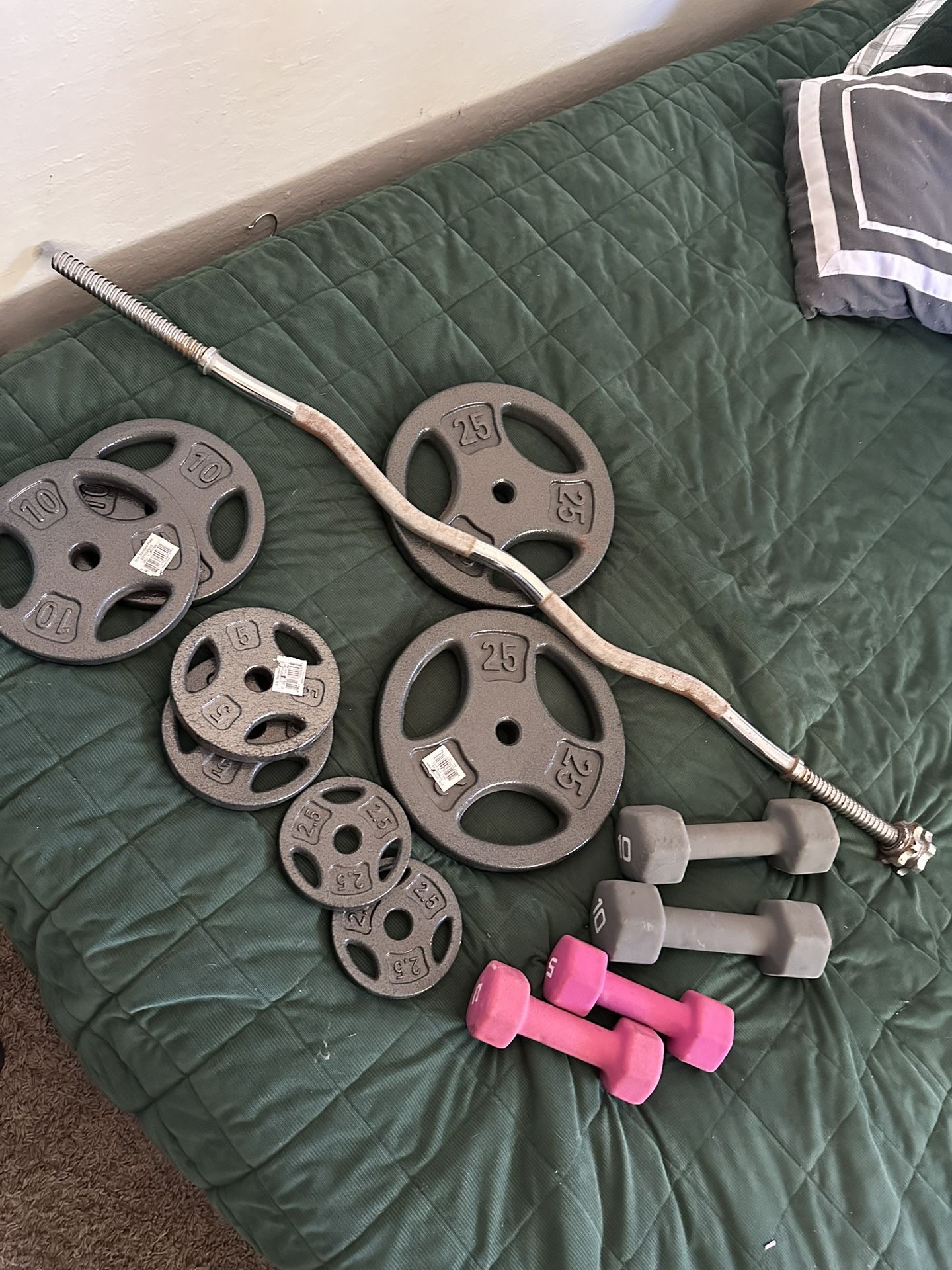 Curl Bar And Weights