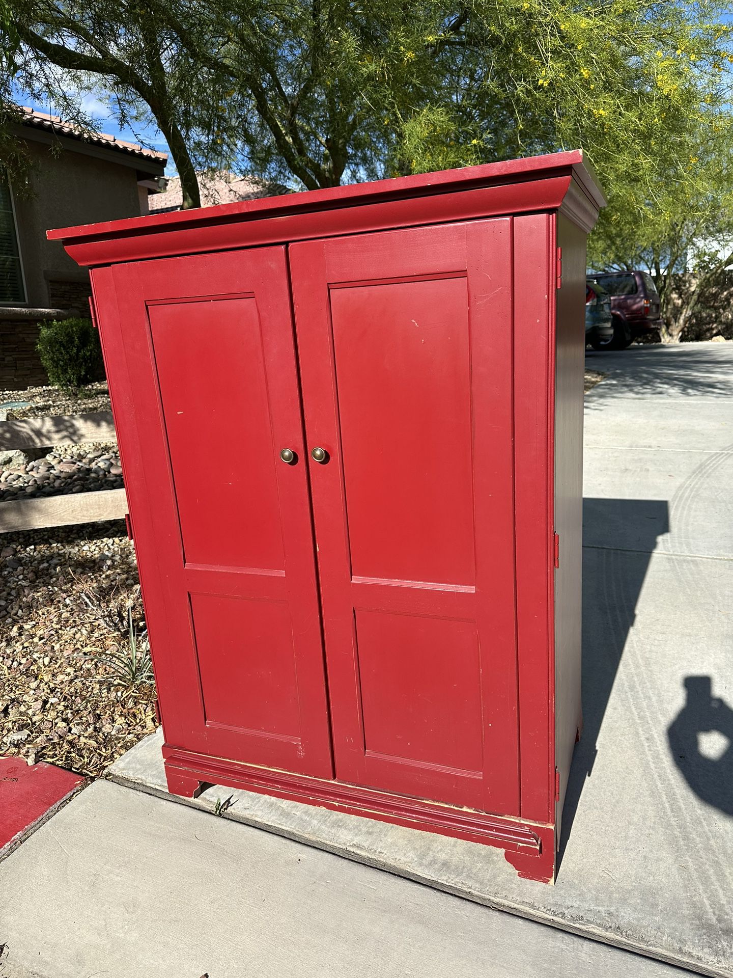 Red Computer or Crafting Armoire
