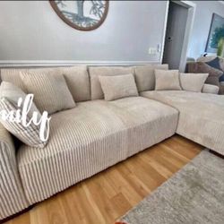 X-Large Sectional Sofa Camel Corduroy