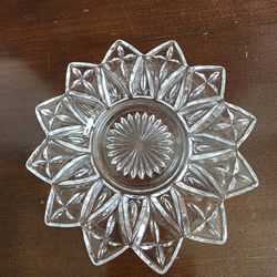 Clear Pressed Glass Plates (Set Of 10) by Federal Glass Company in the 'Petal' Pattern
