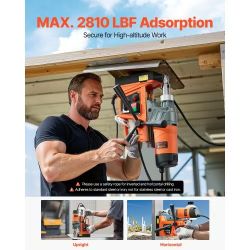 636&Magnetic Drill, 1450W Motor 1.6 in Boring Diameter, 2810 lbf Portable Electric Mag Drill Press, with 2 Coring Bits, Variable Speed, Drilling Machi