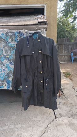 Anna Nicole Black Hooded Anorak Rain Jacket
