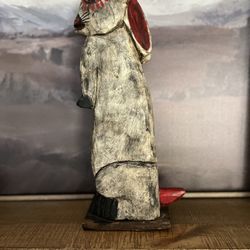 Vintage Guatemalan Hand Carved Wood Rabbit Folk Art Figure 14” Tall, Primitive