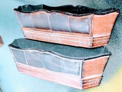 New Planter Box Beach Wood Brown Multi-color Ruffle Edge Padded 18" Length Hexagon