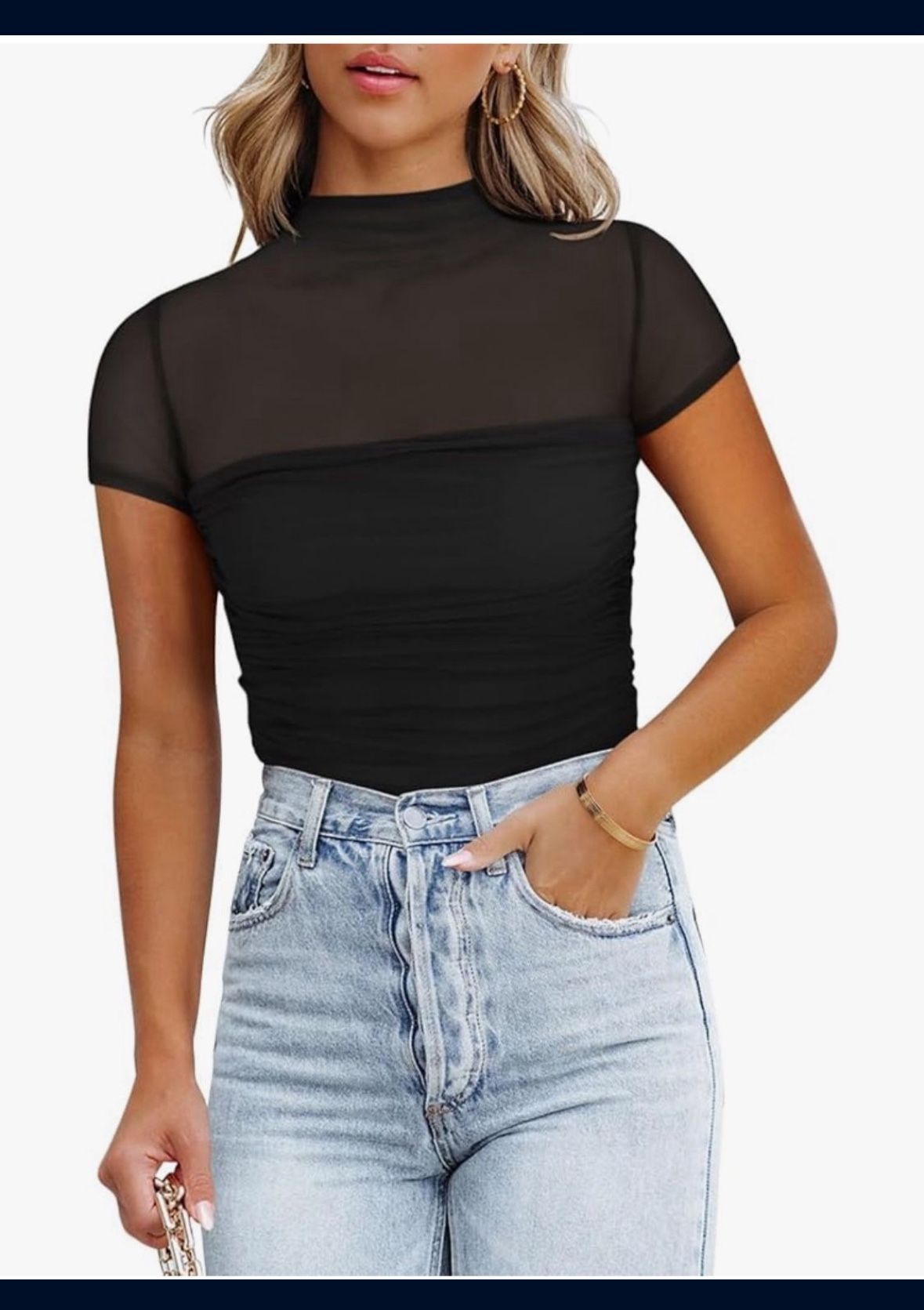 High Neck Bodysuits Tops