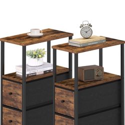 TUTOTAK Small Narrow End Table Set of 2