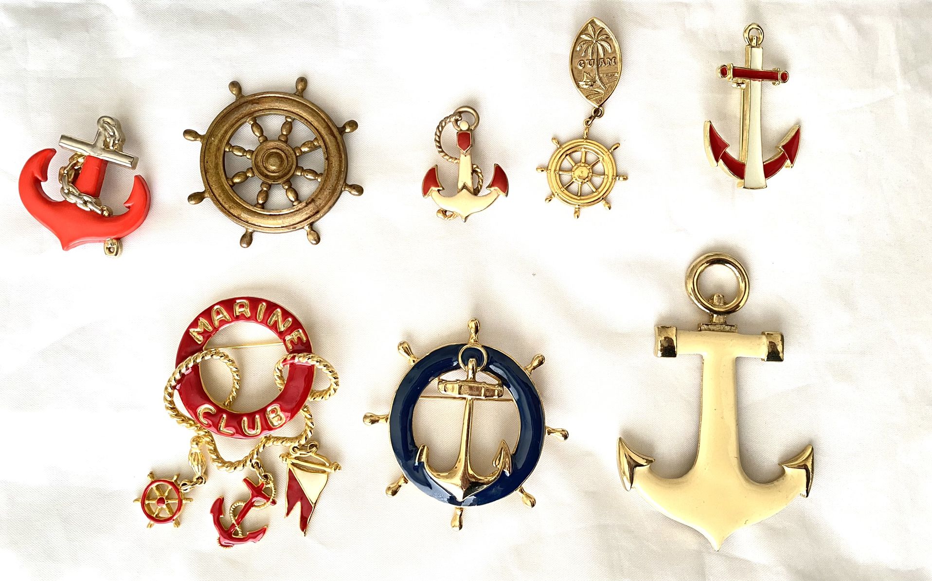 Gold Tone Nautical Themed Brooch Lot