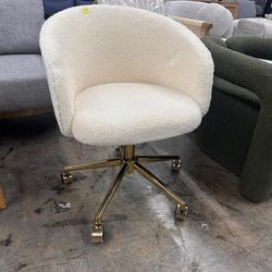 Height Adjustable Swivel Office Chair with Golden Base,Modern Vanity Stool for Bedroom