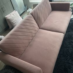 Pink Velvet couch 