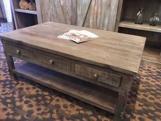 Reclaimed Coffee Table/ 6 drawers / gray rough saw wormwood 50" x 30"'x 20" solid wood