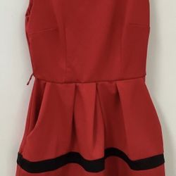 BCX Apron Dress Black Red Stripe Women Size S