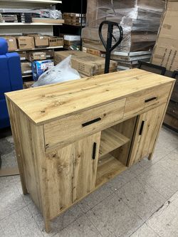 47" Storage Cabinet Dining Server Cupboard Buffet Table with Two Cabinets 47"W x 33"H x 15.5" D - Natural Beige