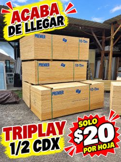 Cdx Plywood 1/2 $20 la oja