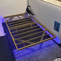 Twin Floating Bed Frame with LED Lights and Twin Sized Mattress 