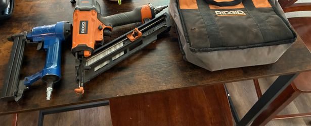 Rigid Finish Nail Fun With Carrying Bag Amd Staple Gun 