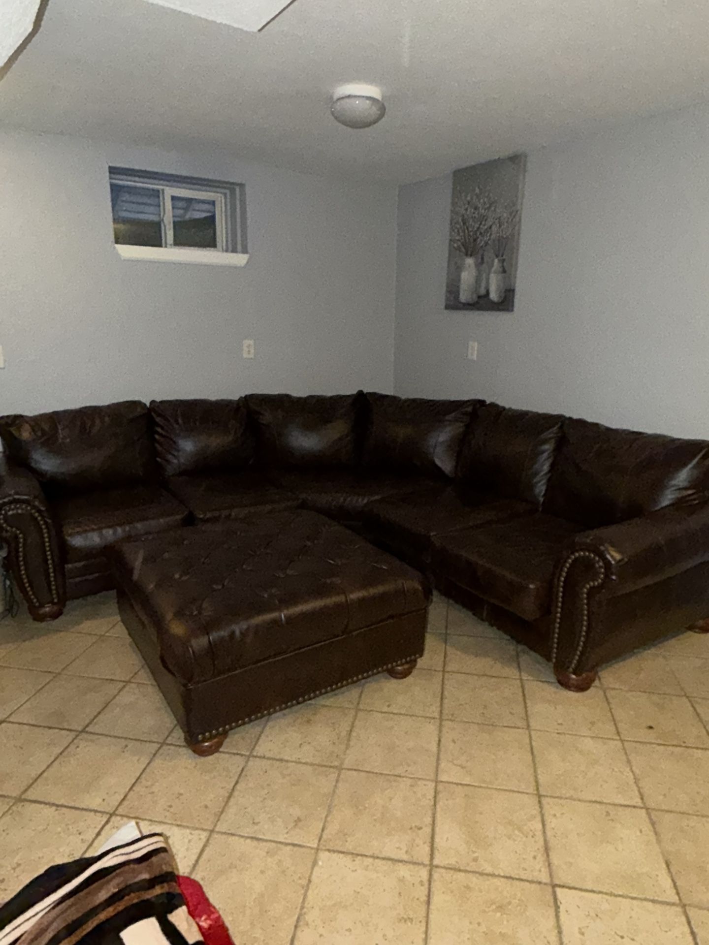 Brown Sectional With Matching Ottoman