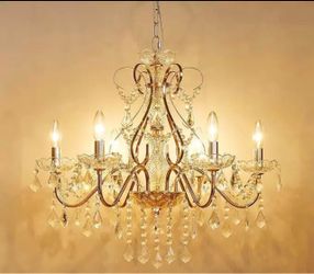 6-Light K9 Crystal Chandelier – Elegant Luxury Ceiling Light – Brand New