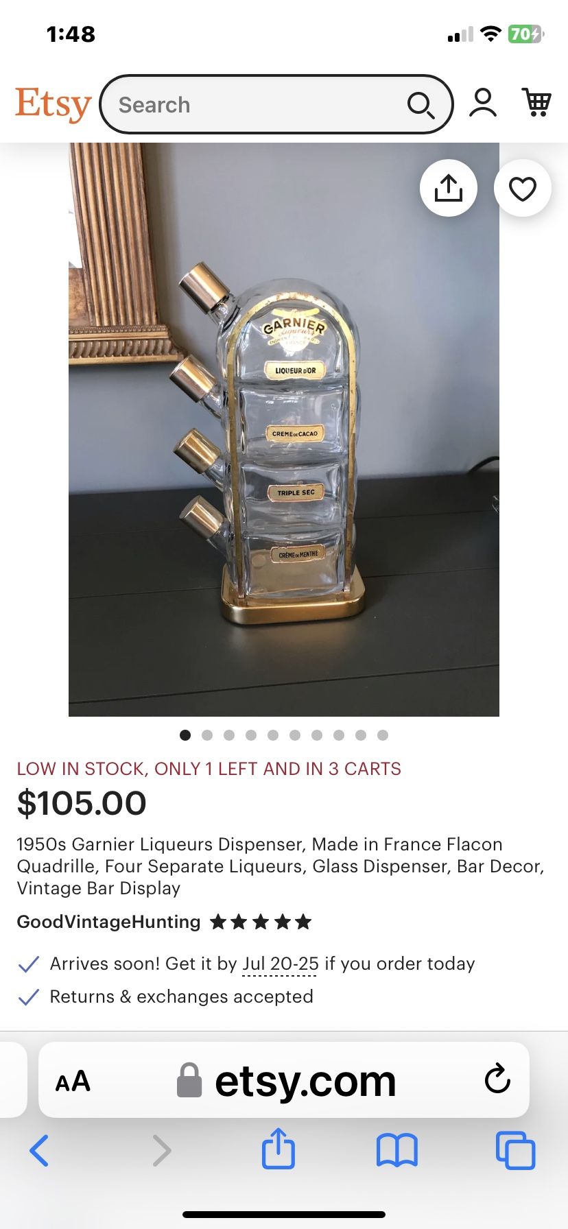 1950's Garnier Liqueurs Dispenser for Sale in Oak Glen, CA - OfferUp