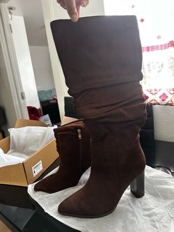 botas altas para mujer con tacón grueso y punta redonda