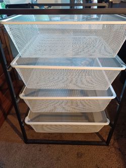 4-Tier Metal Mesh Storage Basket Rack
