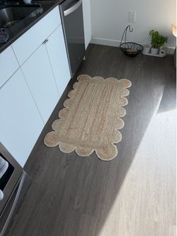 Boho style beige kitchen rug