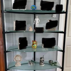 6 Story Metal With glass Shelf Base, Bookshelf 