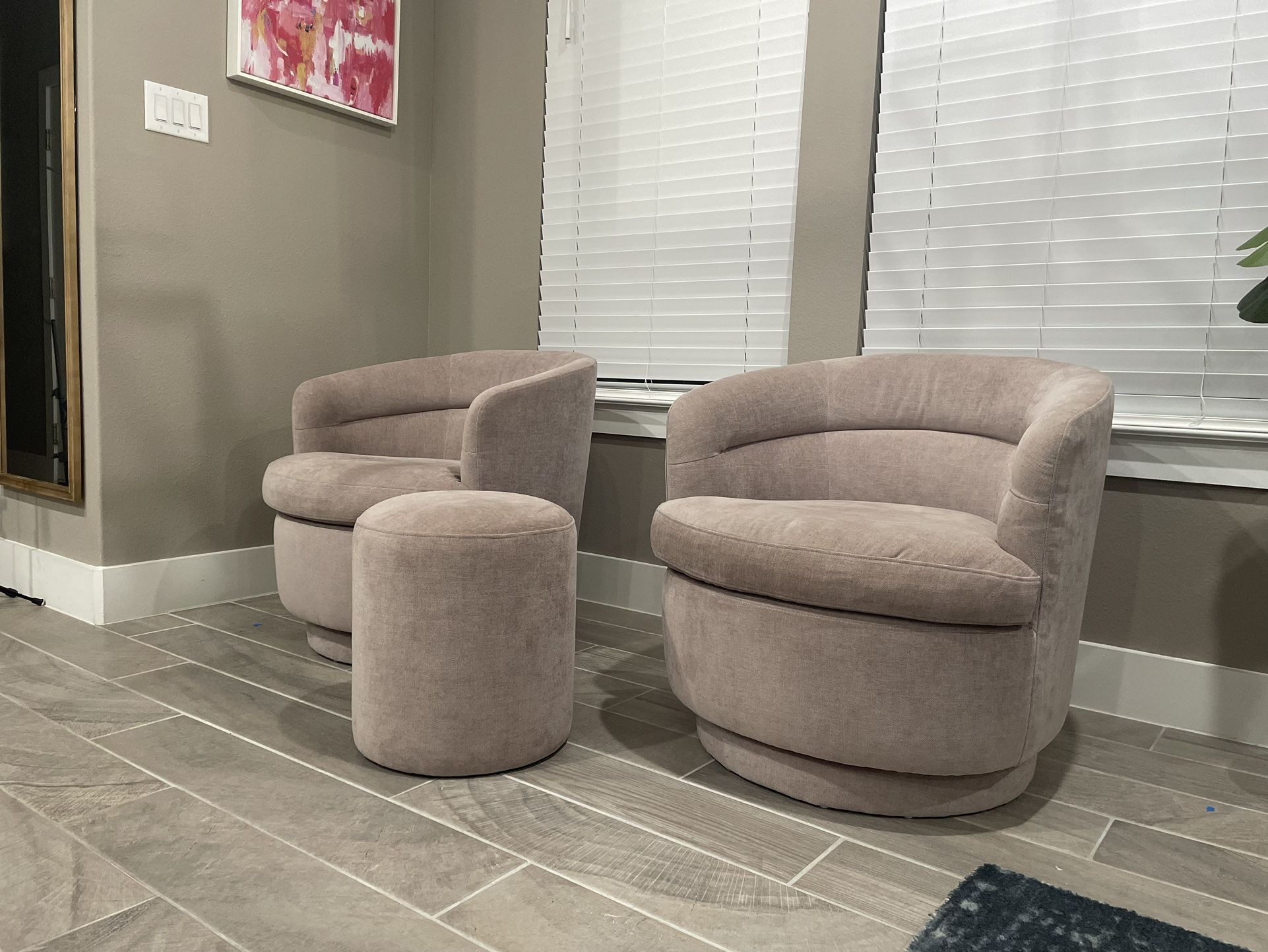 West Elm Viv Swivel Chair Set in Mauve