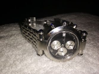 ( SILVER ) & ( BLUE GEMSTONES ) GIORGIO MILANO ( GM507 ) ALL STAINLESS STEEL WATER RESISTANT NAME BRAND WATCH