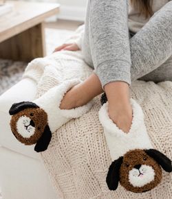 Jane and Bleecker Dog Slipper Socks Size 5-8